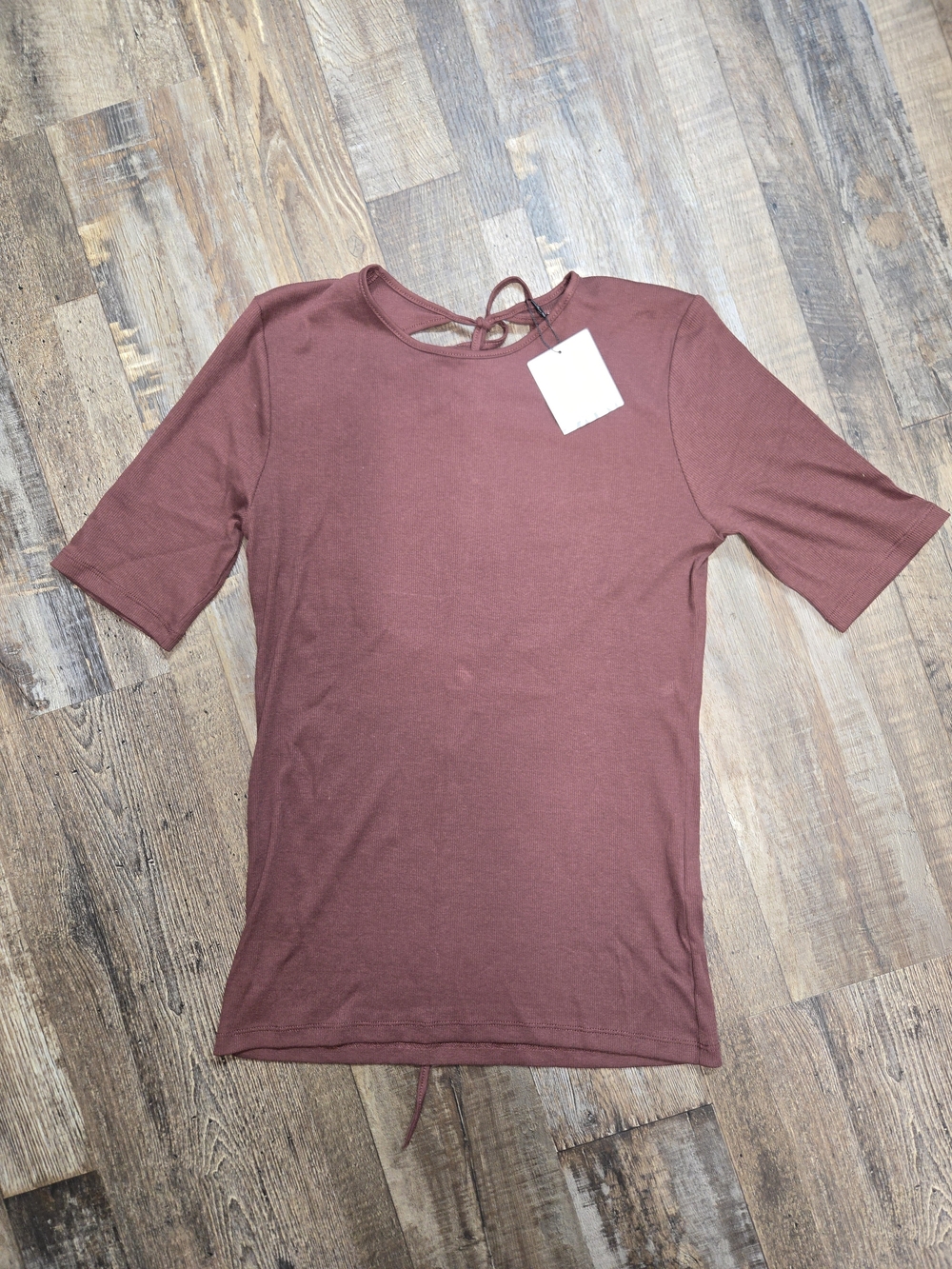 Zara Short Sleeve Tee with Back Tie in Mauve
